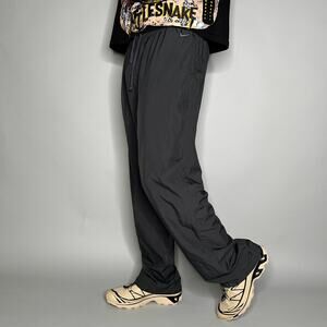 Vintage Y2K Nike Track Pants Womens XL Baggy Wide Dark Grey Polyester Sweatpants